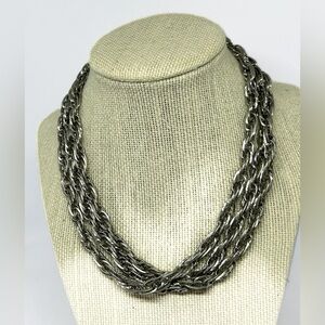 Vintage‎ Silvertone Chainmail Necklace 51" Long